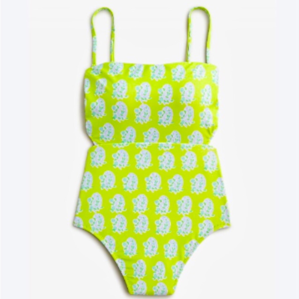 NWT J.Crew SZ Blockprints X cutout one-piece swimsuit